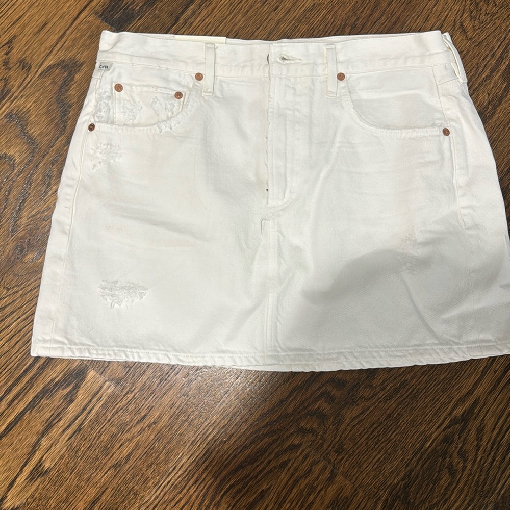 Citizens Of Humanity White Denim Mini Skirt
